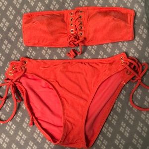 Two Piece Hula Honey Bikini Set Coral